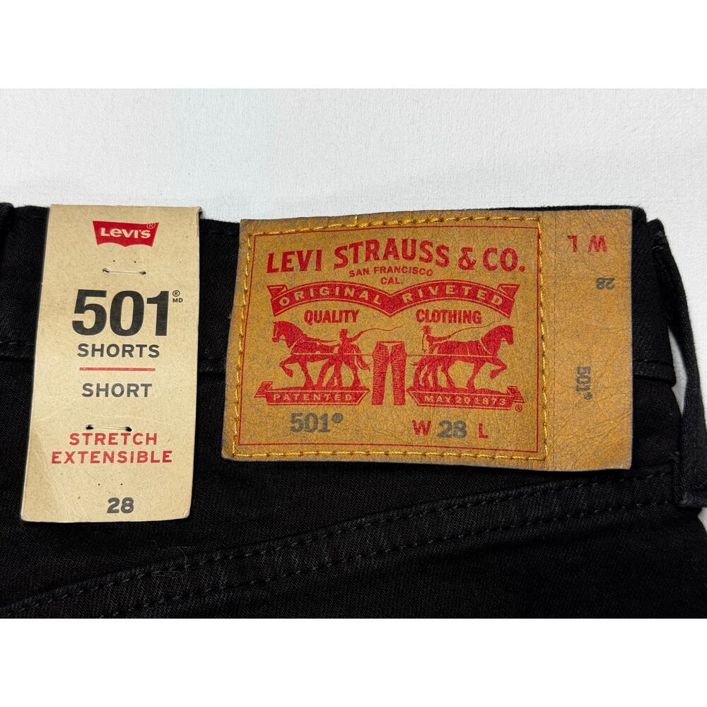 NWT Levi's 501 Men's Cut Off Black Denim Shorts - Size 28x11.5* - Picture 4 of 7